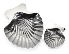 Tiffany & Co Sterling Silver Figural Footed Shell Dish Duo