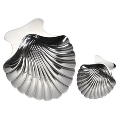 Tiffany & Co Sterling Silver Figural Footed Shell Dish Duo