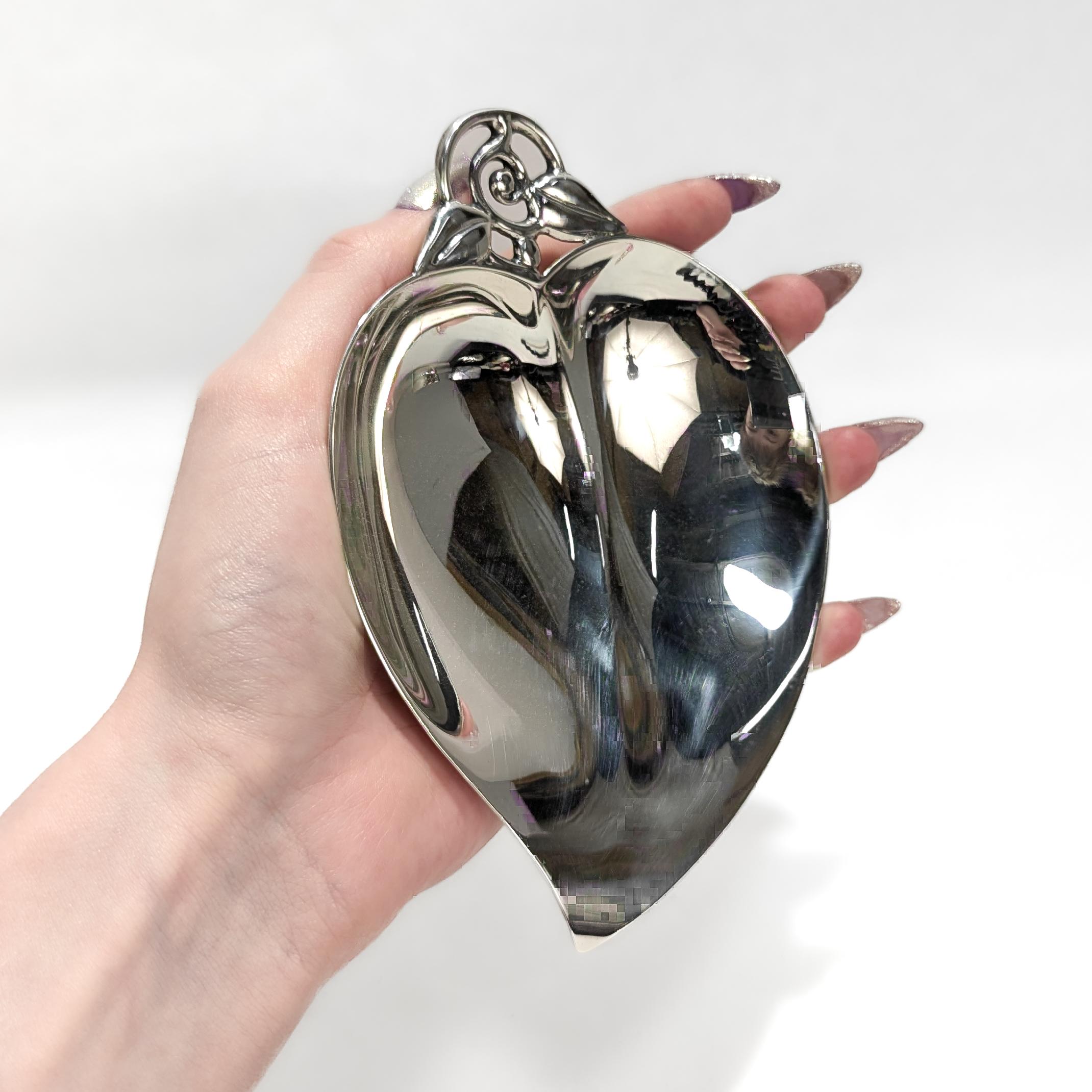 Mid-Century Modern Tiffany & Co Sterling Silver Figural Leaf Dish or Vide Poche no. 22885 For Sale