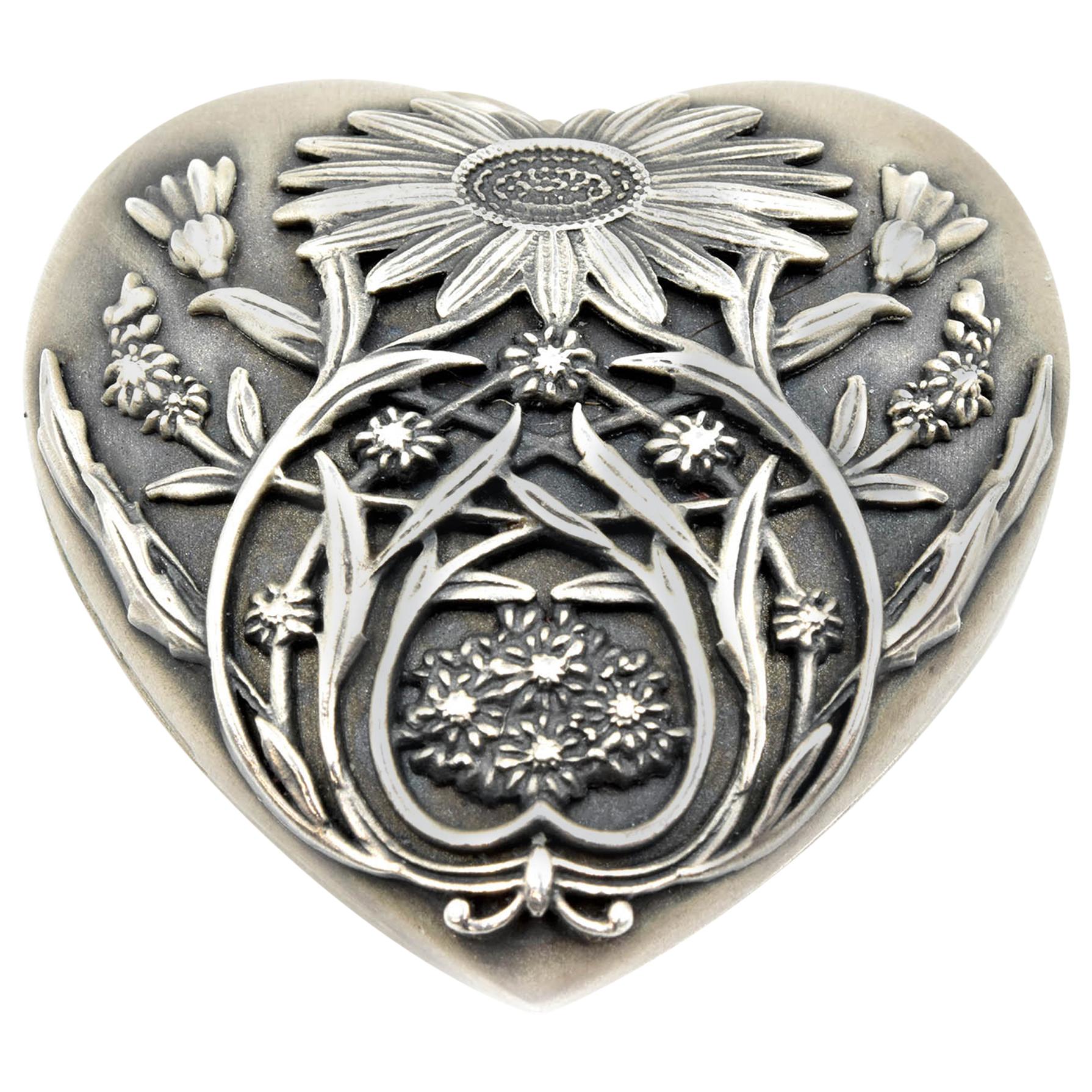 Tiffany & Co. Sterling Silver Floral Heart Locket