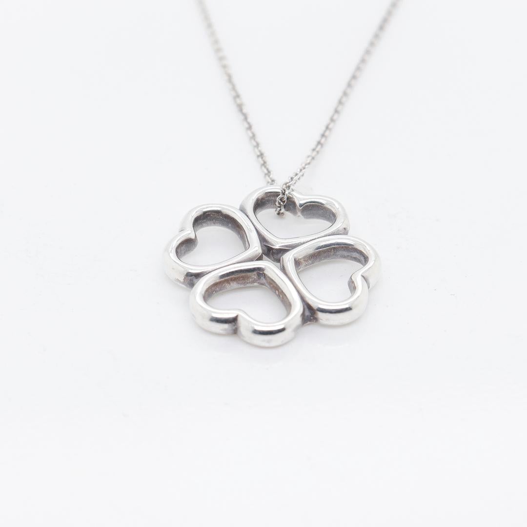 Tiffany & Co. Sterling Silver Four Hearts Clover Necklace 2