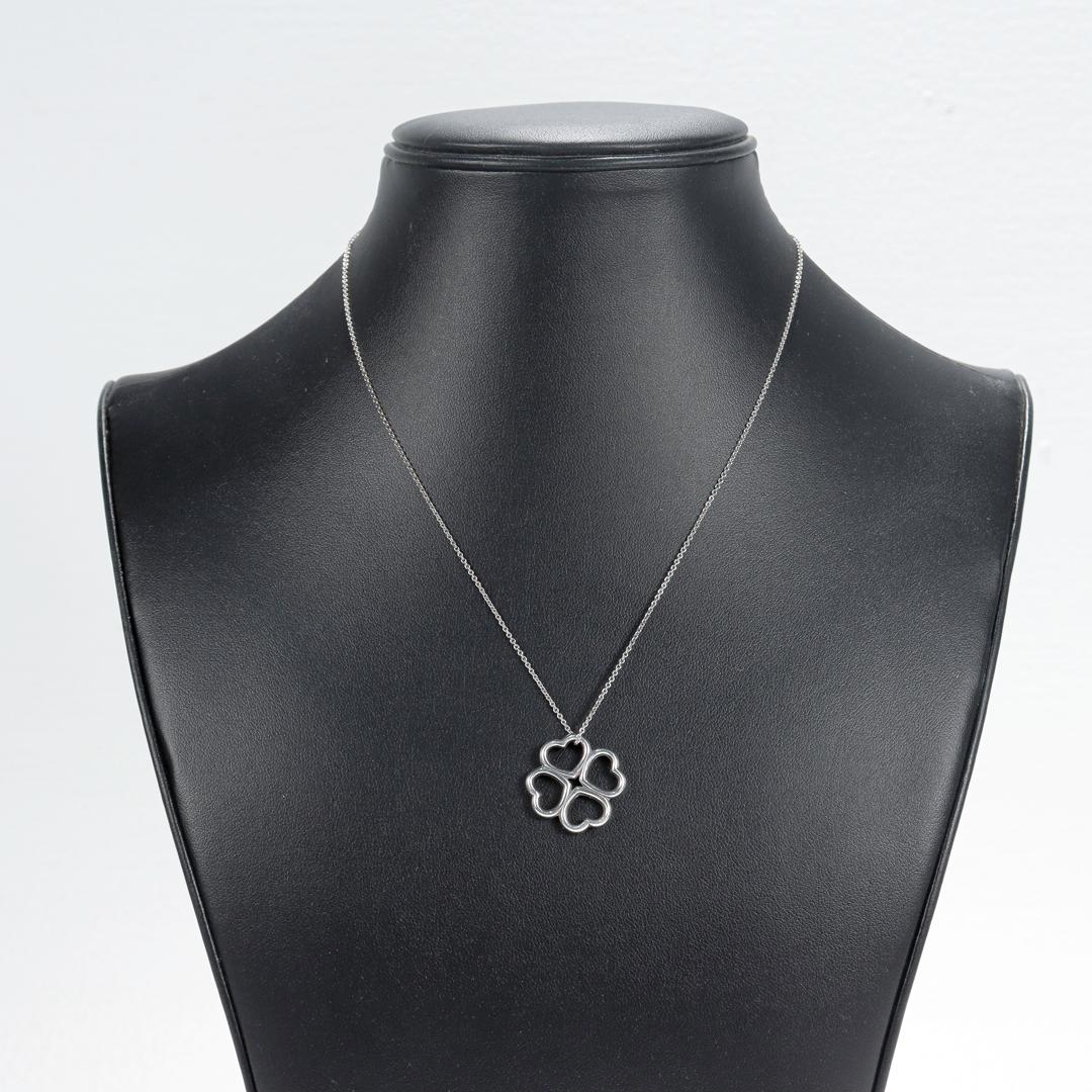 Tiffany & Co. Sterling Silver Four Hearts Clover Necklace In Good Condition In Philadelphia, PA