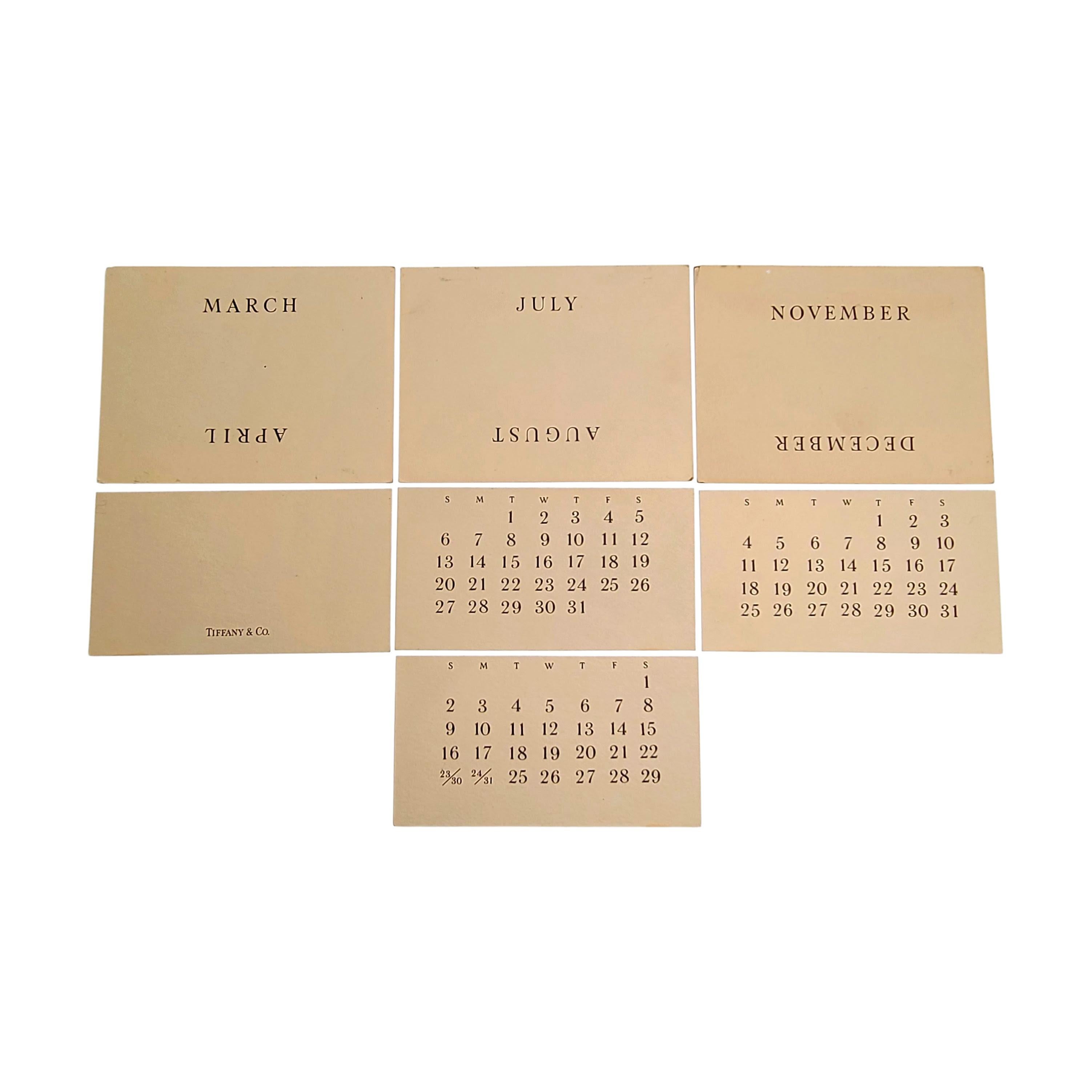 Women's or Men's Tiffany & Co Sterling Silver Frame Perpetual Calendar 'A'