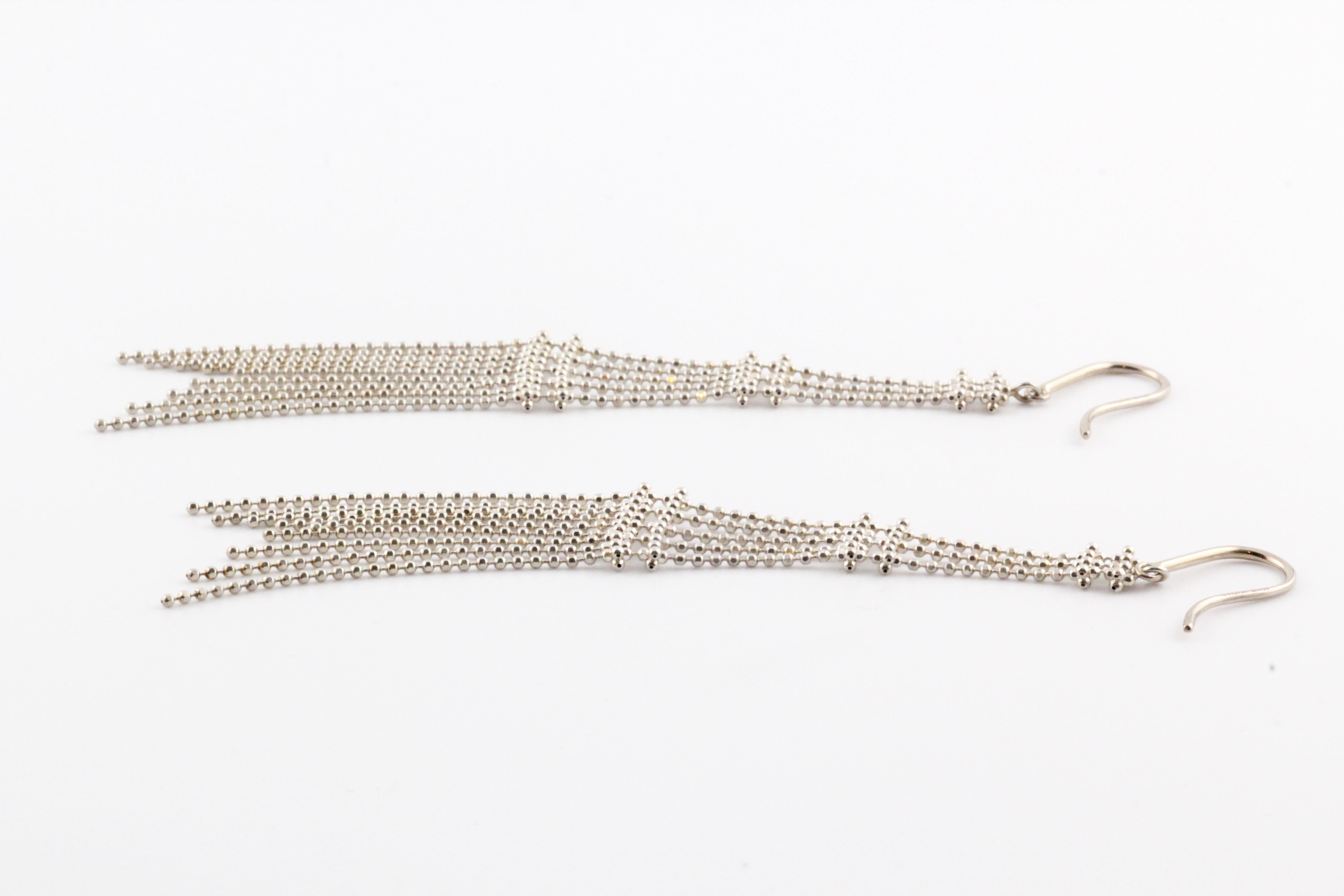 Tiffany & Co. Sterling Silber Fransen Perlen Quaste Tropfen-Ohrringe mit Tower-Ohrringen (Zeitgenössisch)