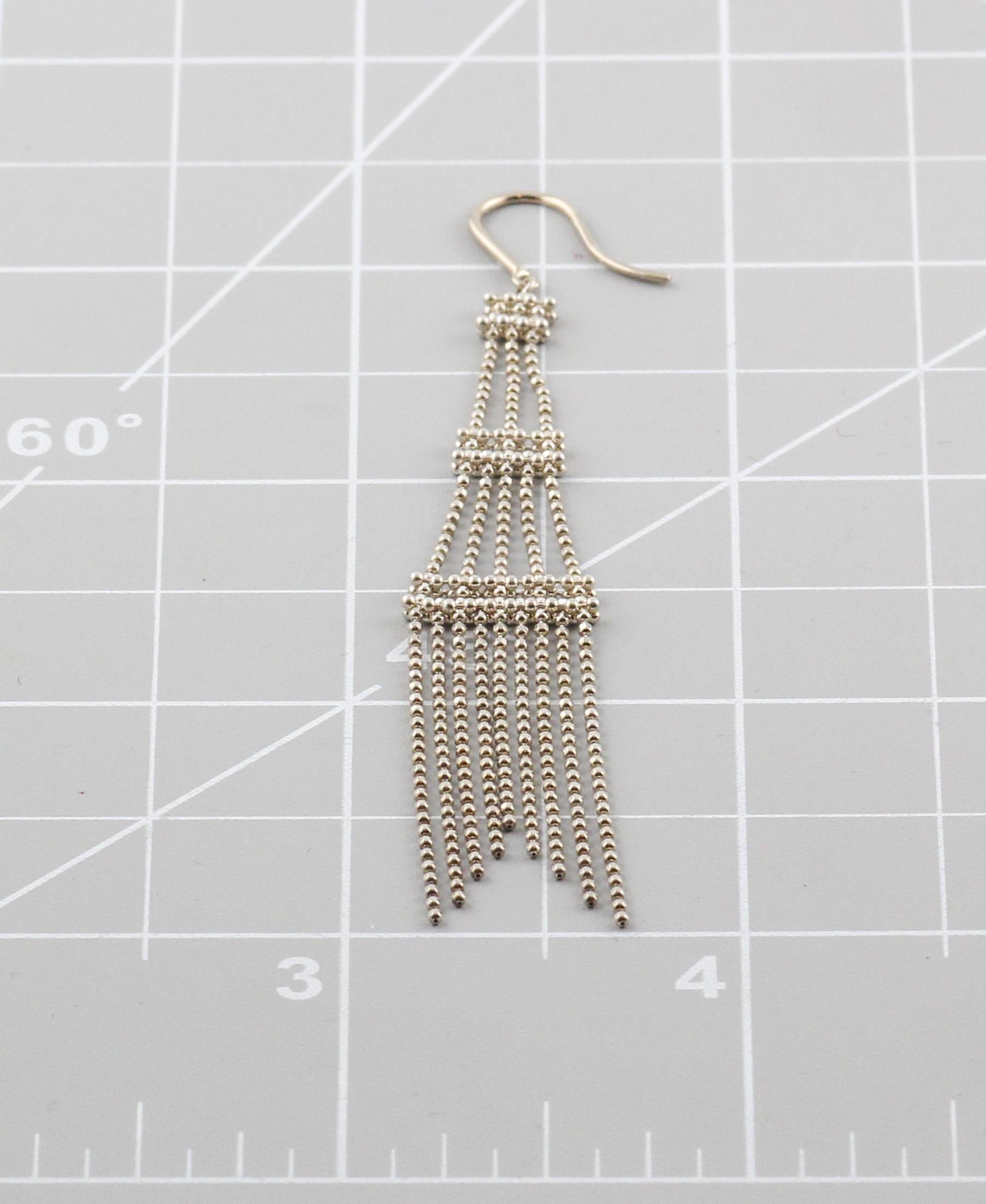 Tiffany & Co. Sterling Silber Fransen Perlen Quaste Tropfen-Ohrringe mit Tower-Ohrringen Damen