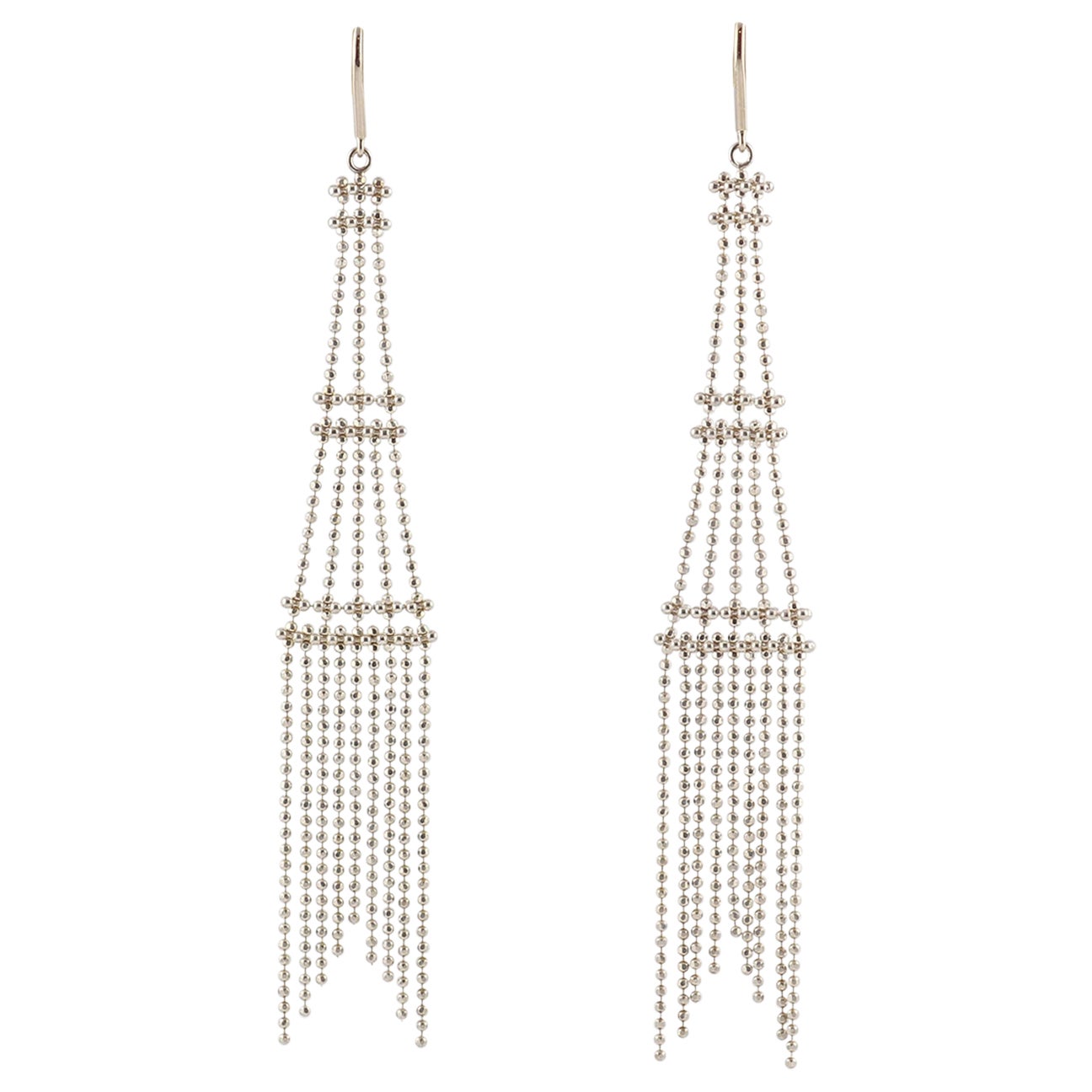 Tiffany 
Co. Sterling Silver Fringe Bead Tassel Drop Dangle Tower Earrings