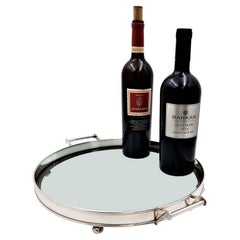 Antique Tiffany 
Co. Sterling Silver 
Glass Bar Tray in Art Deco Style