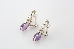 Tiffany & Co. Sterling Silver & Gold Amethyst Ribbon Retired Earrings with Box