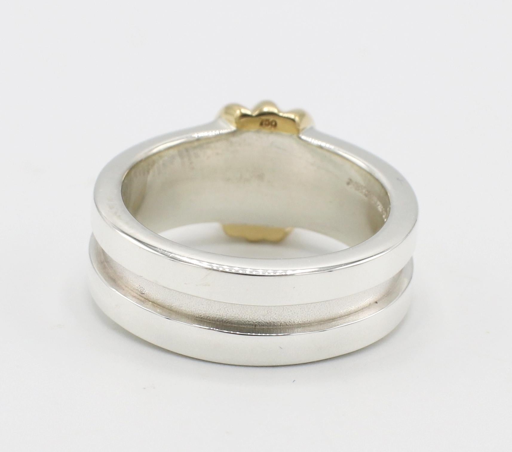 Contemporary Tiffany & Co. Sterling Silver & Gold Band Ring