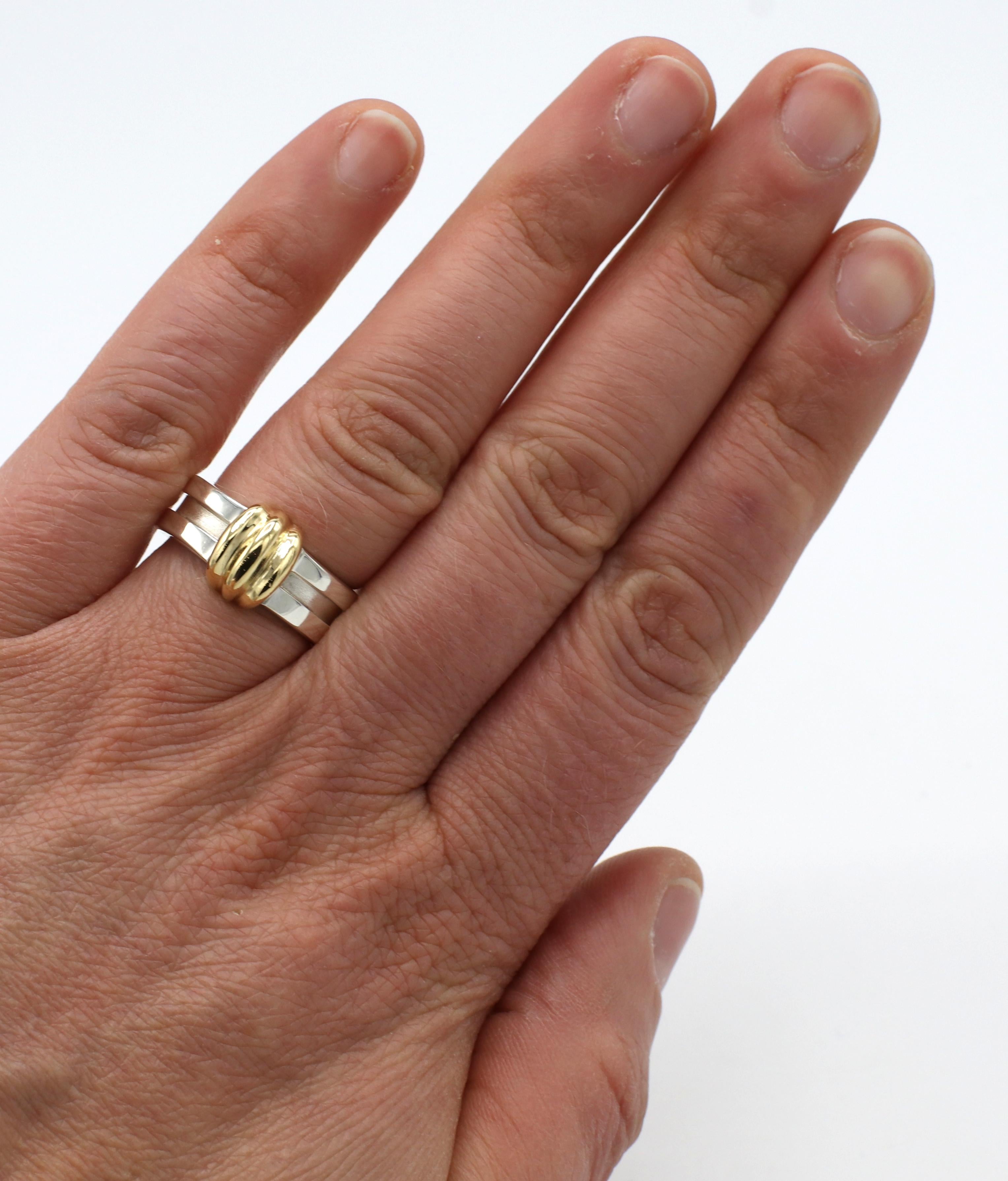 Tiffany & Co. Sterling Silver & Gold Band Ring In Excellent Condition In  Baltimore, MD