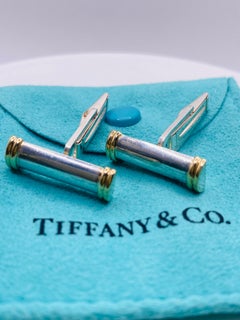Tiffany & Co Sterling Silver Gold Bar Cuff Links