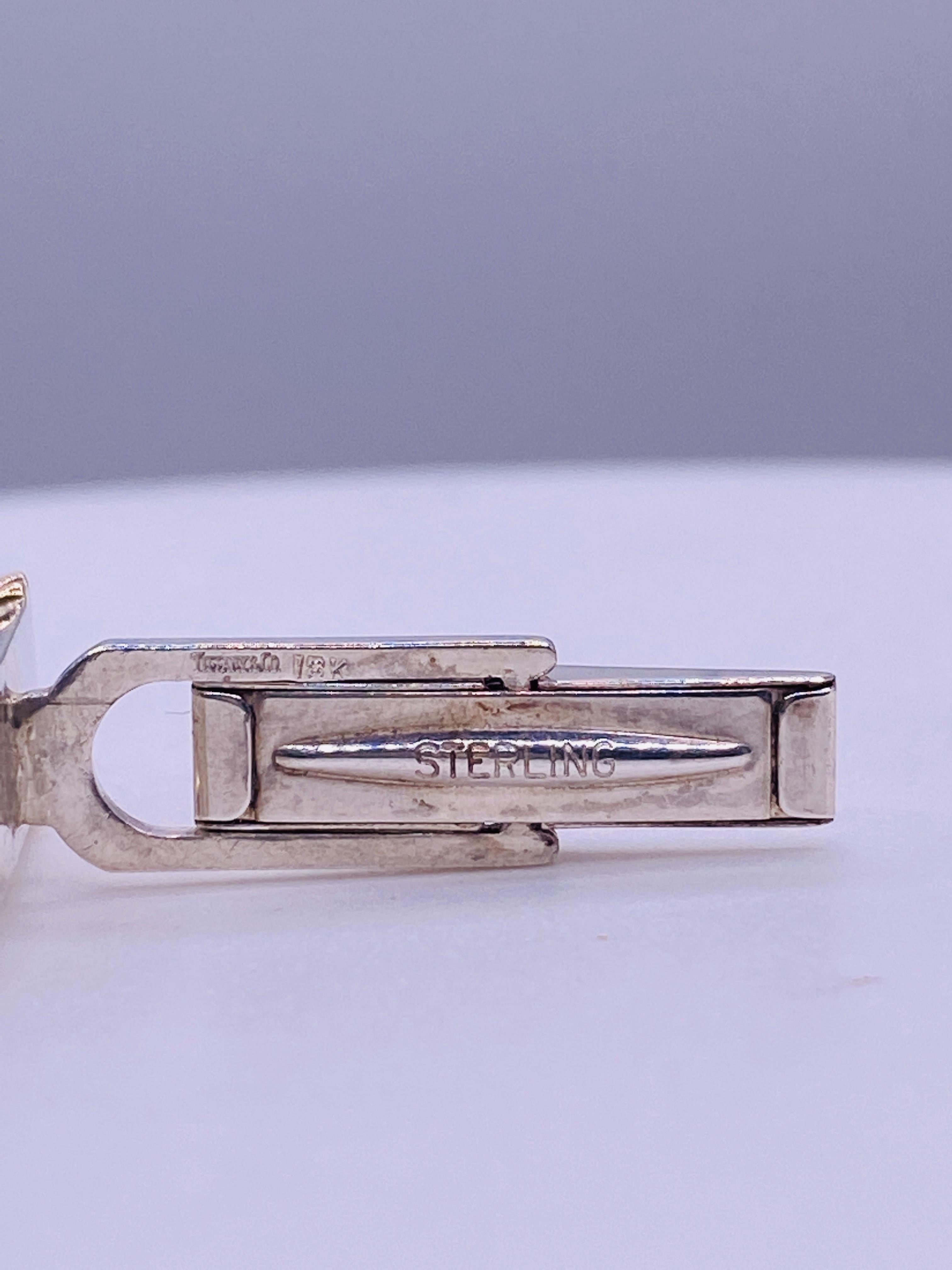 Tiffany & Co Sterling Silver Gold Bar Cuff Links In Good Condition For Sale In DALLAS, TX