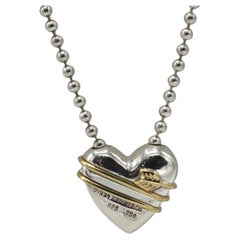 Tiffany & Co. Sterling Silver & Gold Bead Ball Chain Heart Arrow Necklace 1994