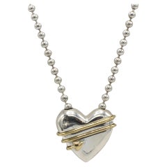 Tiffany & Co. Sterling Silver & Gold Bead Ball Chain Heart Arrow Necklace 1994