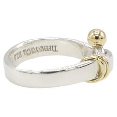Tiffany & Co. Sterling Silver & Gold Buckle Hook & Eye Ring