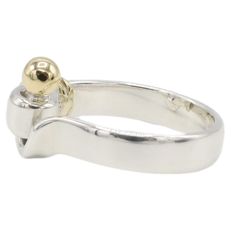 Tiffany & Co. Sterling Silver & Gold Buckle Hook & Eye Ring In Excellent Condition In  Baltimore, MD