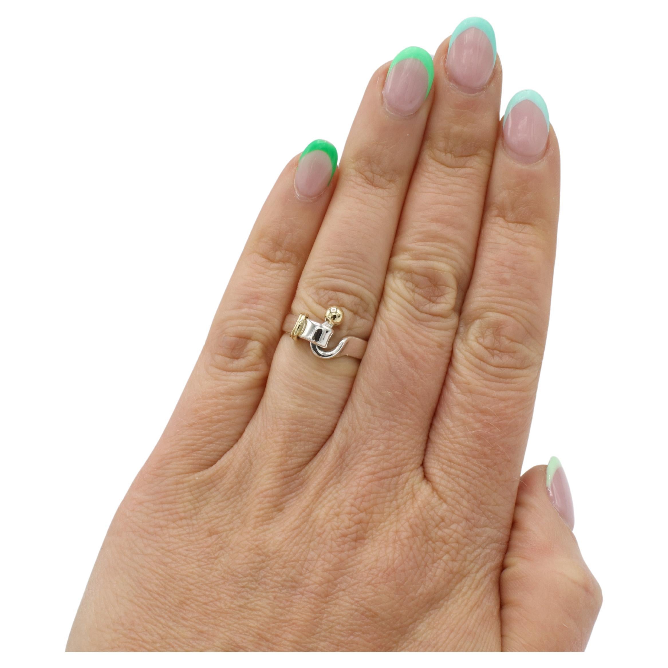 Women's Tiffany & Co. Sterling Silver & Gold Buckle Hook & Eye Ring