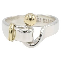 Tiffany & Co. Sterling Silver & Gold Buckle Hook & Eye Ring