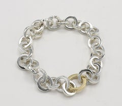 Tiffany & Co. Sterling Silver & Gold Circle Link Bracelet 2001
