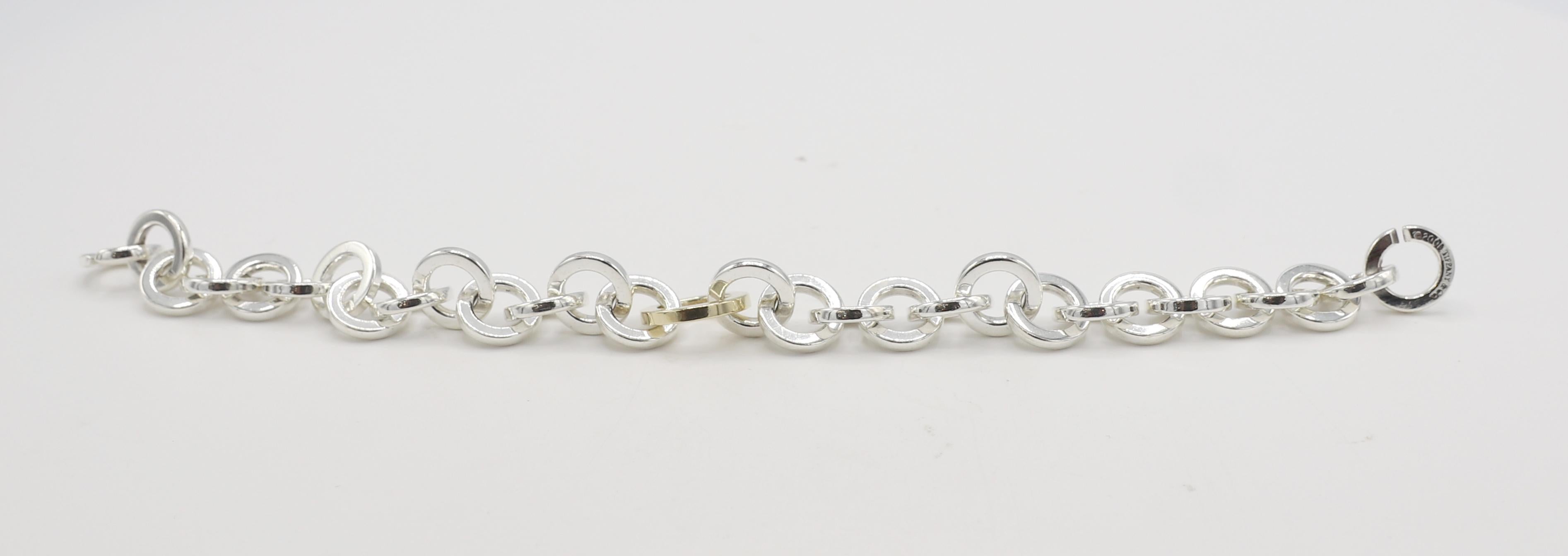 Tiffany & Co. Sterling Silver & Gold Circle Link Bracelet 2001 In Excellent Condition In  Baltimore, MD