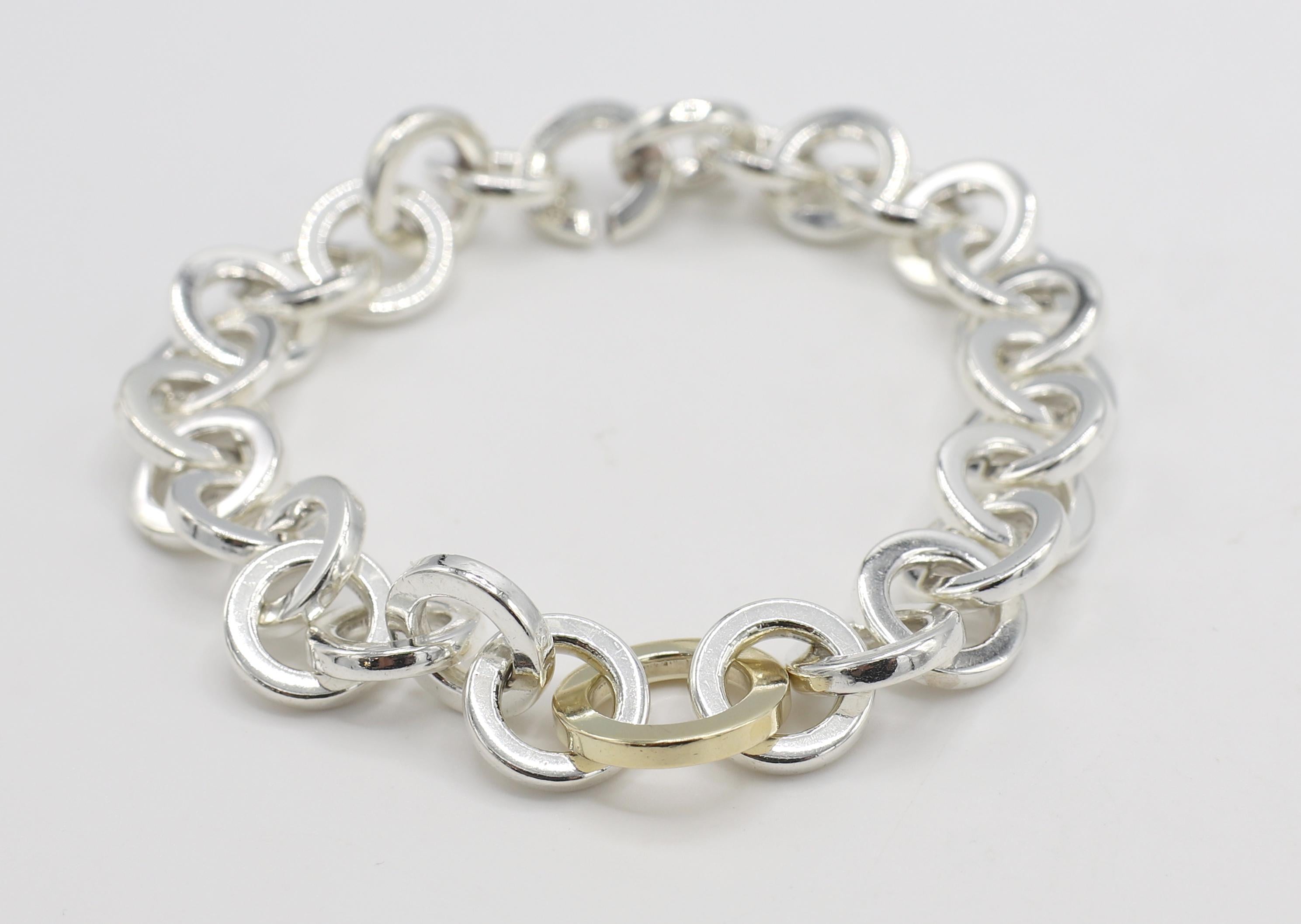 Women's Tiffany & Co. Sterling Silver & Gold Circle Link Bracelet 2001