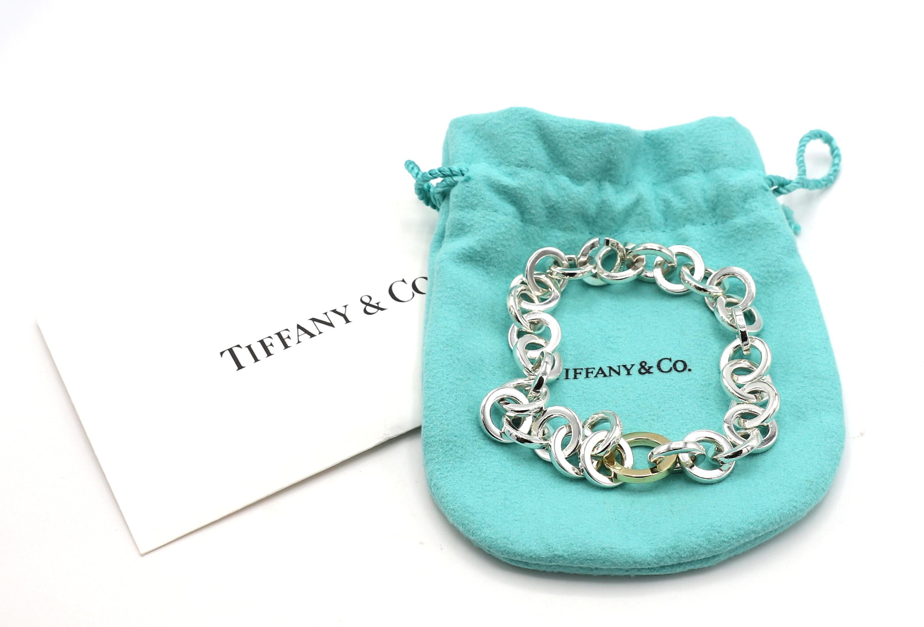 Tiffany & Co. Sterling Silver & Gold Circle Link Bracelet 2001 2