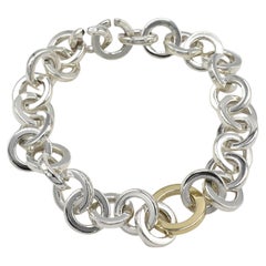 Tiffany & Co. Sterling Silver & Gold Circle Link Bracelet 2001