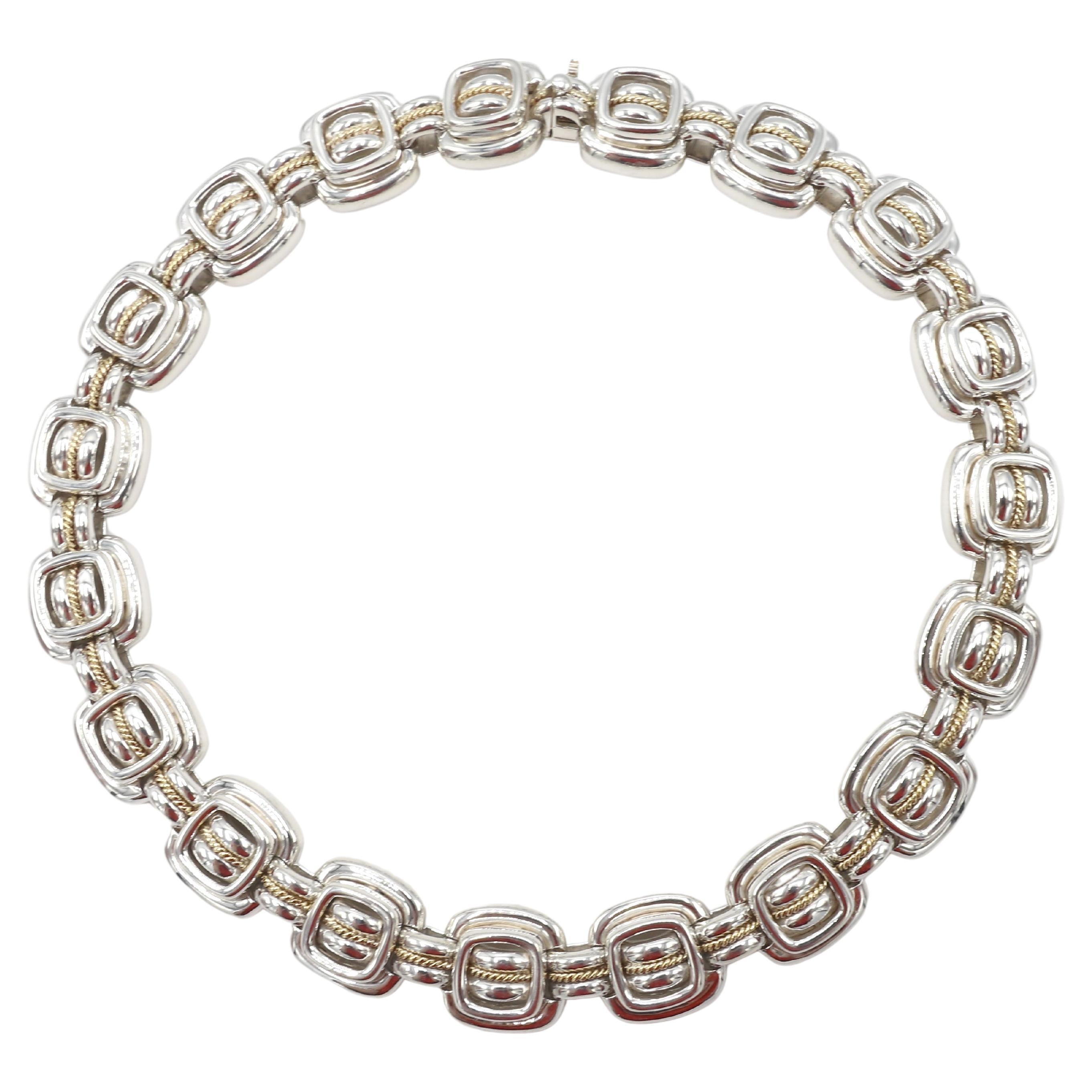 Tiffany and Co. 18 Karat Yellow Gold and Diamond X Link Collar Necklace