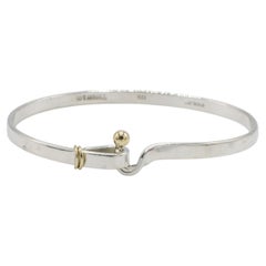 Tiffany & Co. Sterling Silver & Gold Hook Eye Bangle Bracelet
