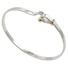 Tiffany & Co. Sterling Silver & Gold Hook Eye Bangle Bracelet