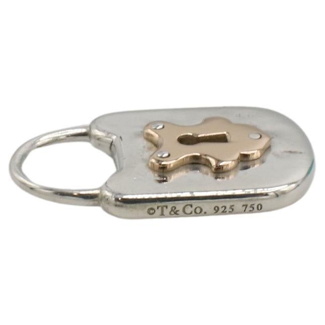 Tiffany & Co. Sterling Silver & Gold Mini Pad Lock Pendant Charm 
Metal: Sterling silver & 18k rose gold
Dimensions: 11 x 18mm
Weight: 2.48 grams
Signed: ©Tiffany & Co. 925 750
Note: Pendant only, does not include chain
RD 110954-12