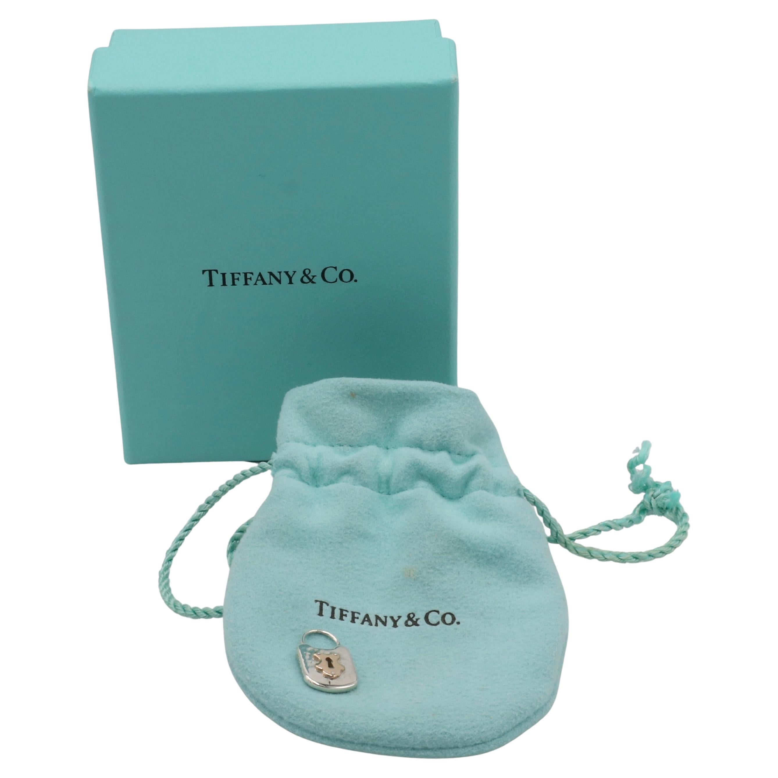 Women's or Men's Tiffany & Co. Sterling Silver & Gold Mini Pad Lock Pendant Charm