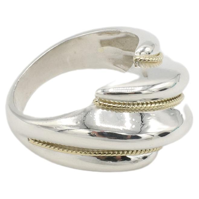 Contemporary Tiffany & Co. Sterling Silver & Gold Rope Dome Band Ring For Sale