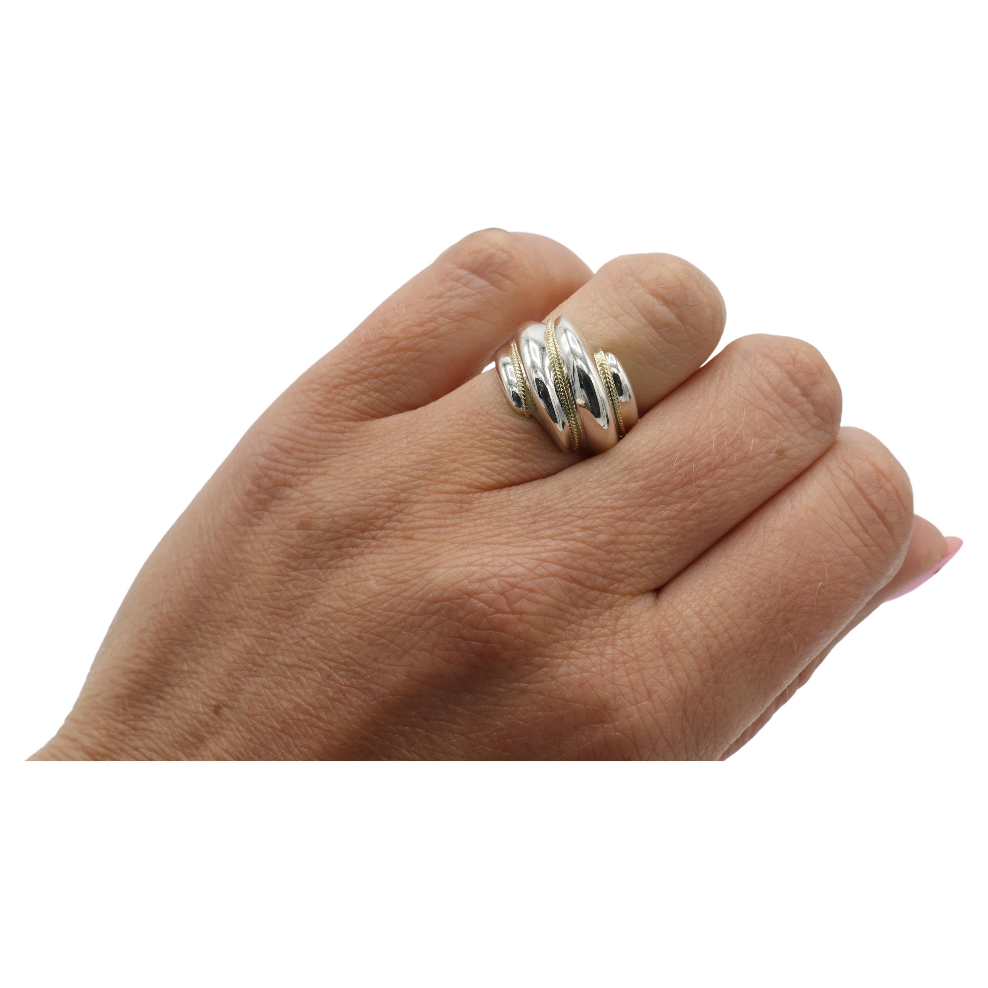 Tiffany & Co. Sterling Silver & Gold Rope Dome Band Ring For Sale 1
