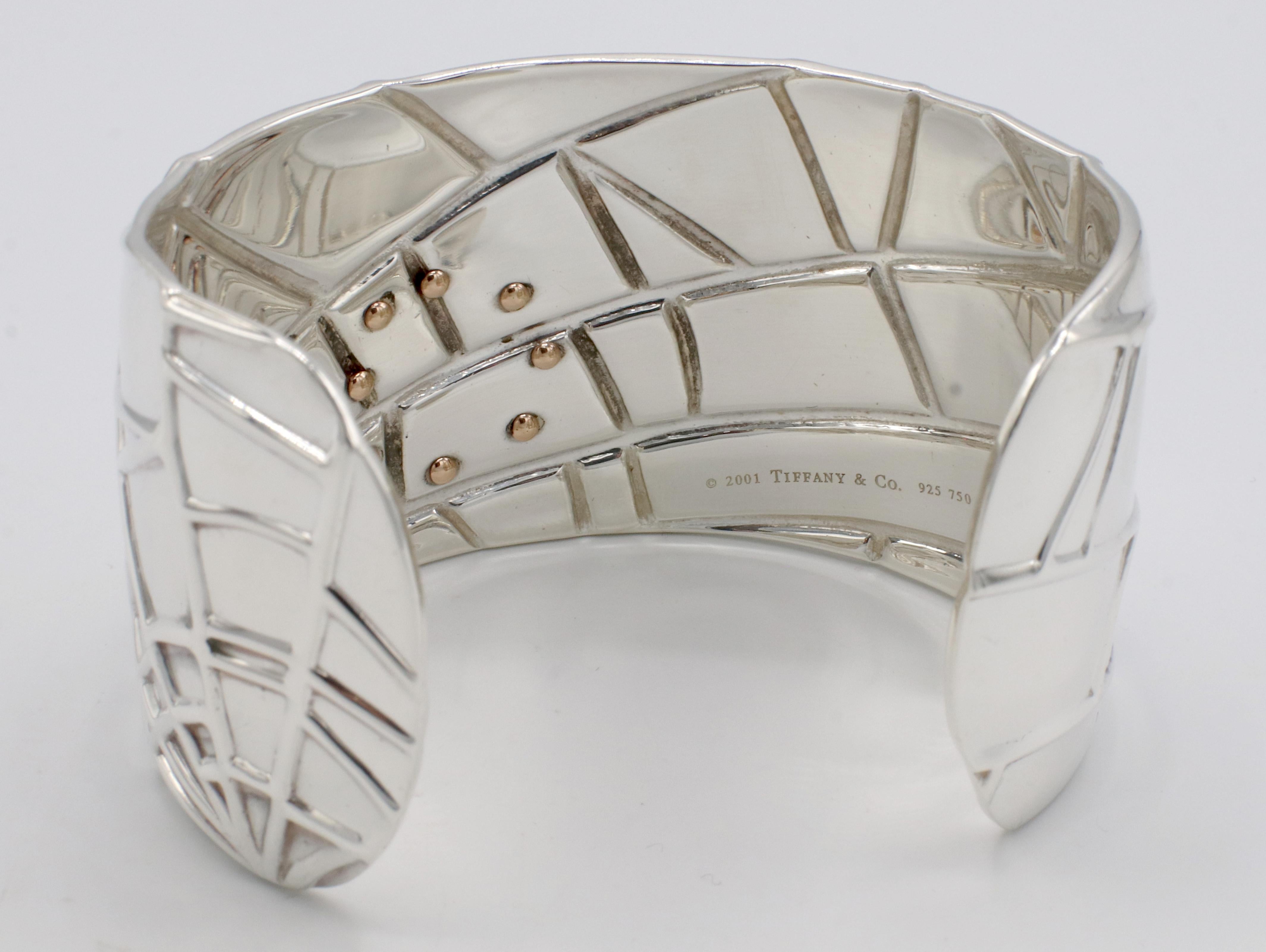 Tiffany & Co. Manschettenarmband aus Sterling Silber & Gold Spinnen Damen im Angebot