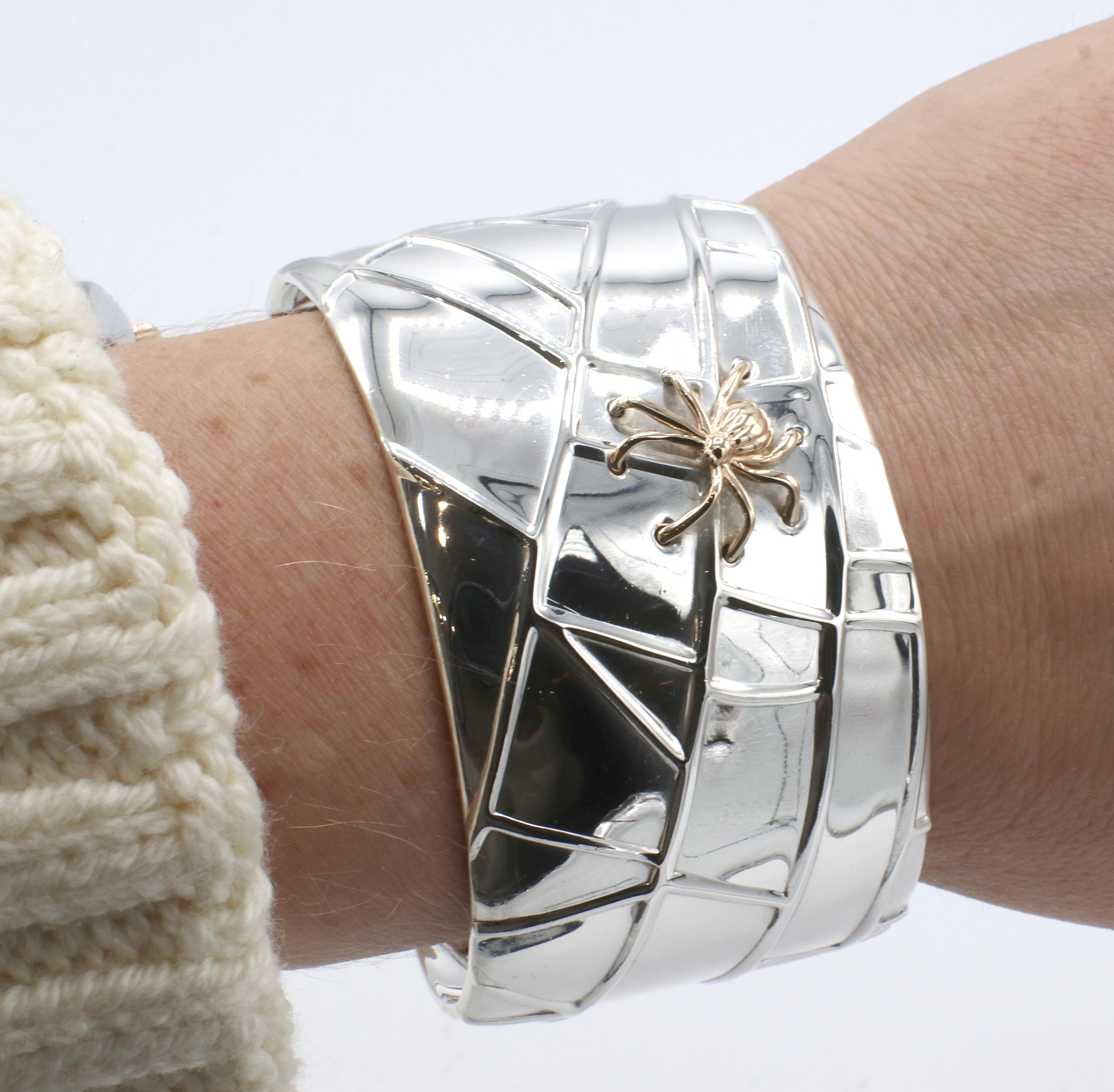 Contemporary Tiffany & Co. Sterling Silver & Gold Spider Cuff Bracelet For Sale