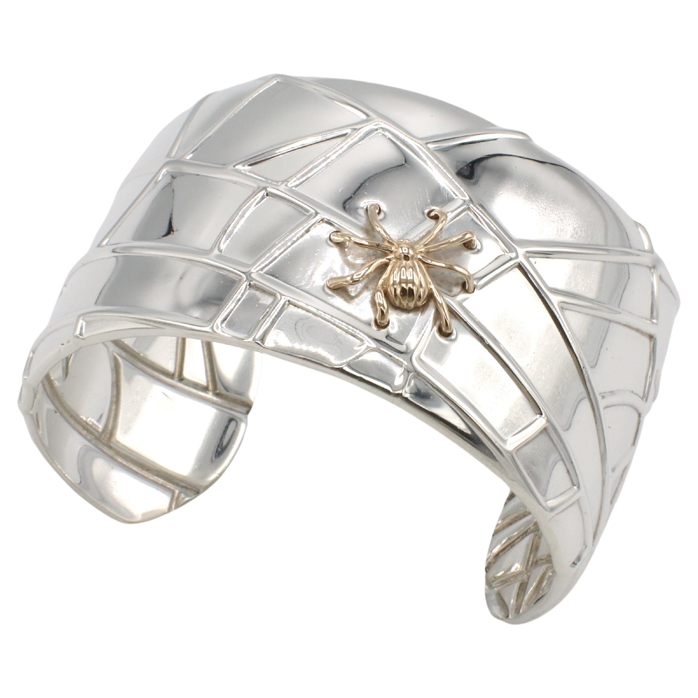 Tiffany & Co. Sterling Silver & Gold Spider Cuff Bracelet For Sale