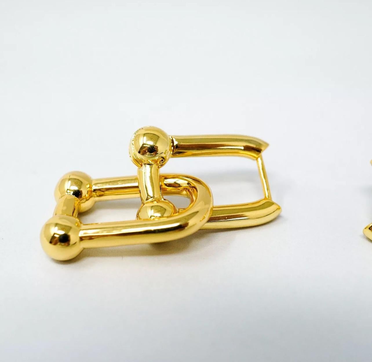 Tiffany Co Sterling Silver Gold Tone Plated U-Ball Hoop Earrings Pre Owned 8
