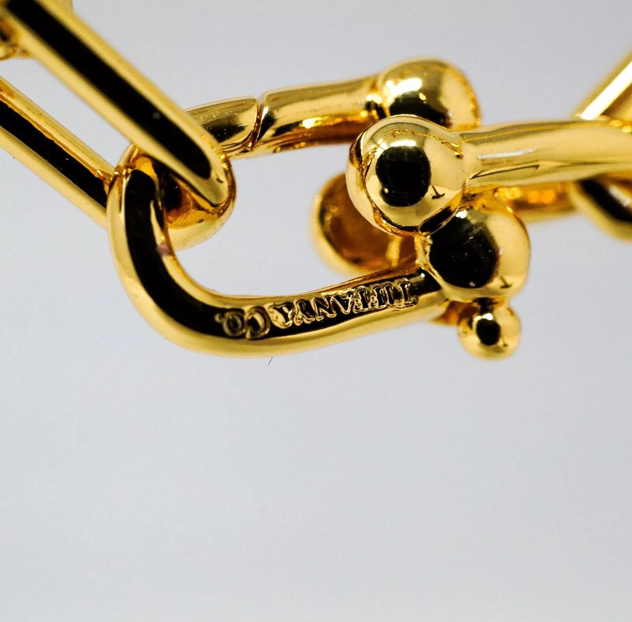 Women's Tiffany Co Sterling Silver Gold Tone Plated U-Ball Hoop Earrings Pre Owned