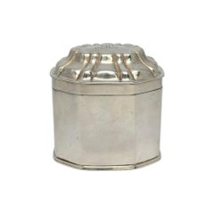 Tiffany & Co Sterling Silver Gold Wash Interior Tea Caddy Box w/Mono #20376