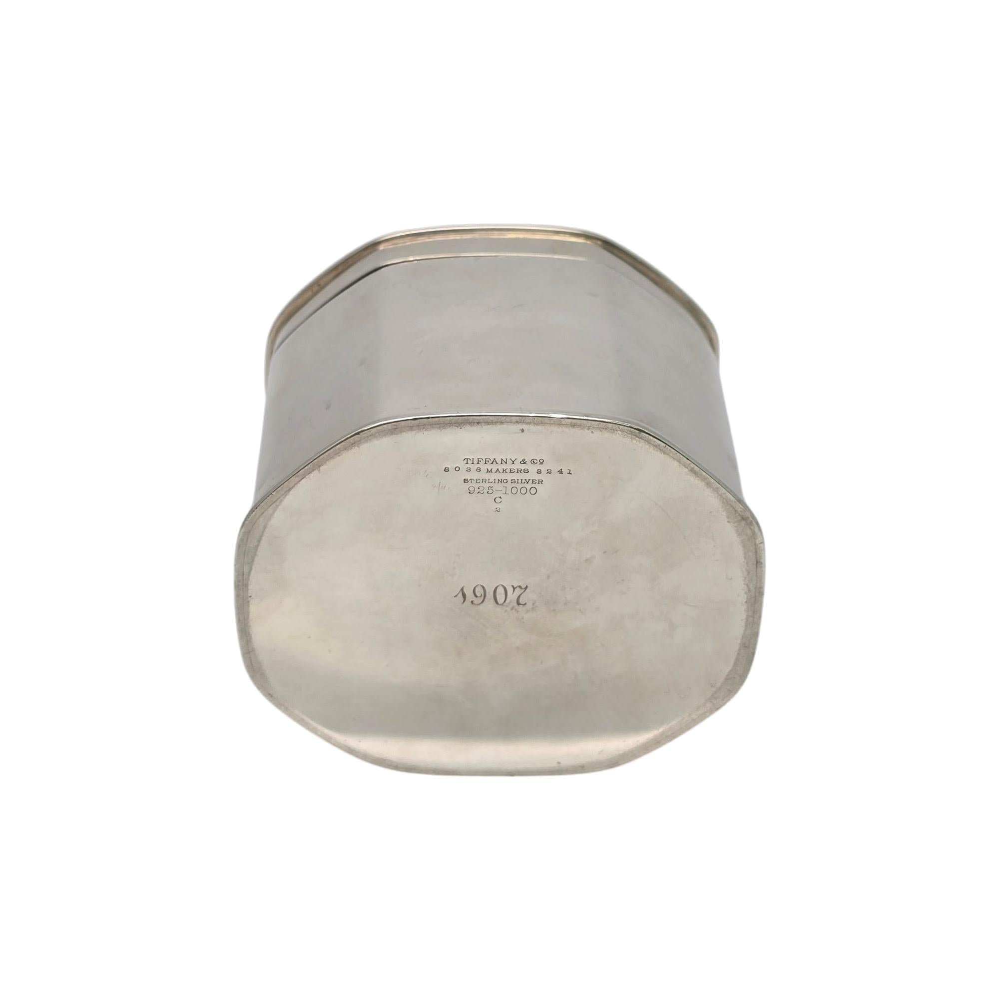 Tiffany & Co Plata de ley Dorada Lavado Interior Caja para Té con Mono #20376 en venta 3