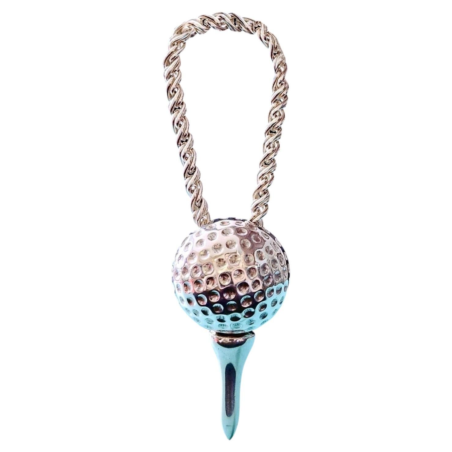 Tiffany & Co. Sterling Silver Golf Ball and Tee Key Ring Keychain Italy