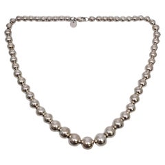 Used Tiffany & Co Sterling Silver Graduated Ball Bead Necklace 16" #17252