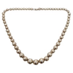 Used Tiffany & Co Sterling Silver Graduated Ball Bead Necklace 16" #17253
