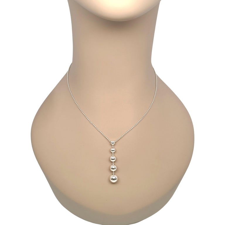 Tiffany and Co Sterling Silver Graduated Bead Dangle Necklace at 1stDibs