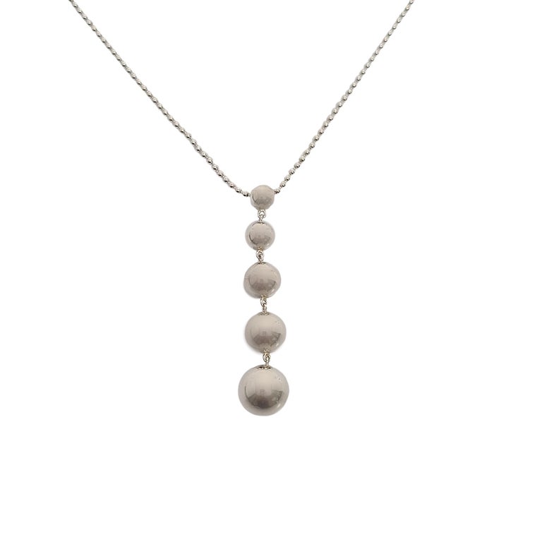 Tiffany and Co Sterling Silver Graduated Bead Dangle Necklace at 1stDibs