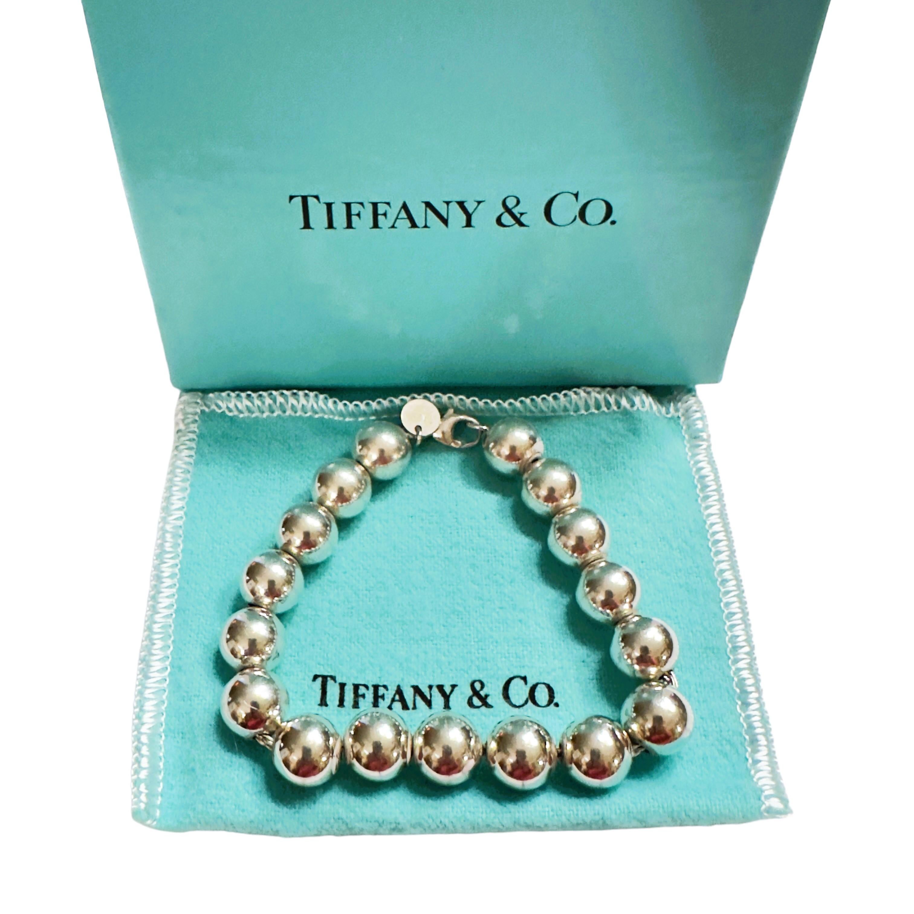 Tiffany & Co Sterling Silver Graduated Bead Necklace with Bead Earrings 4
