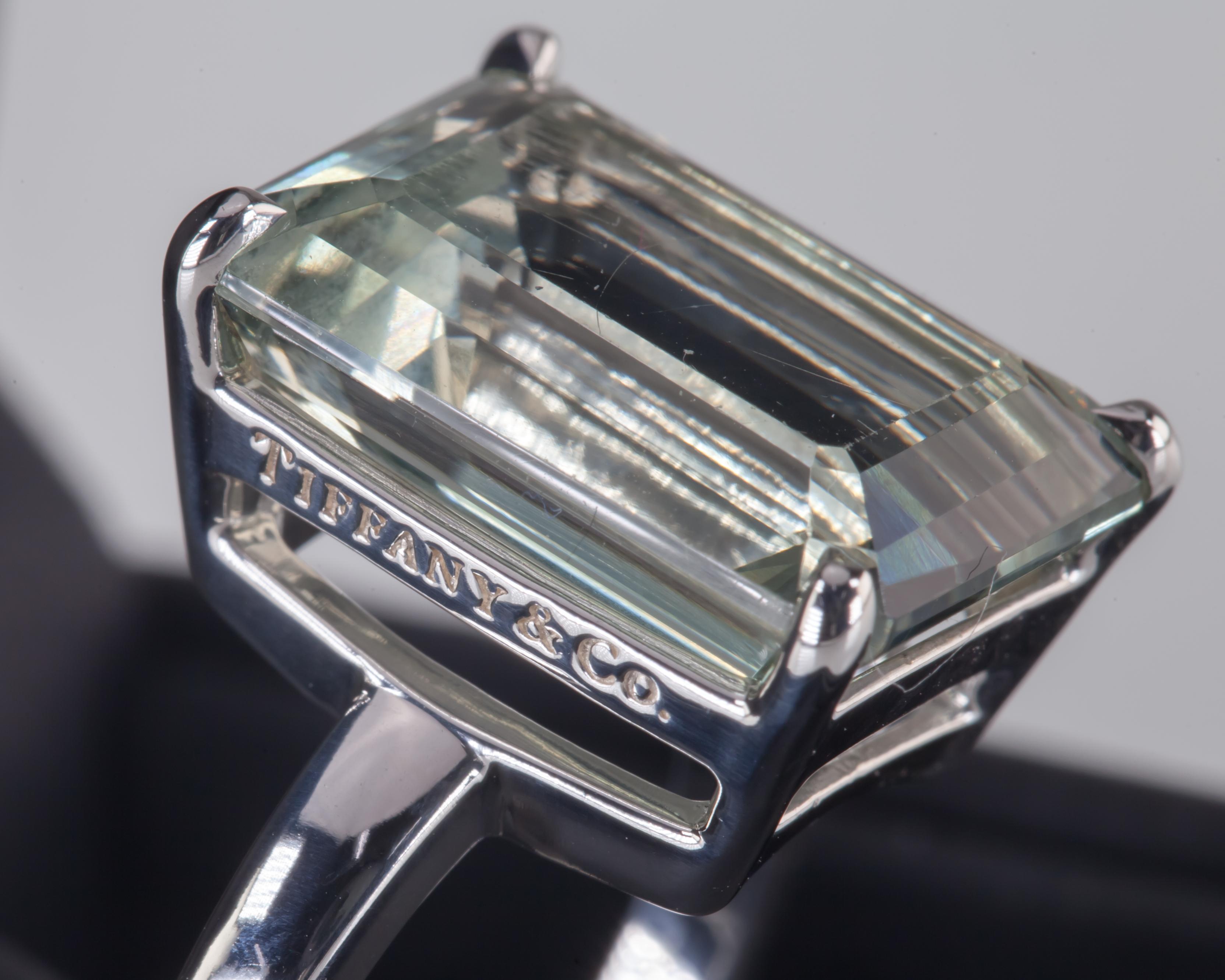 Emerald Cut Tiffany & Co. Sterling Silver Green Quartz Sparklers Ring
