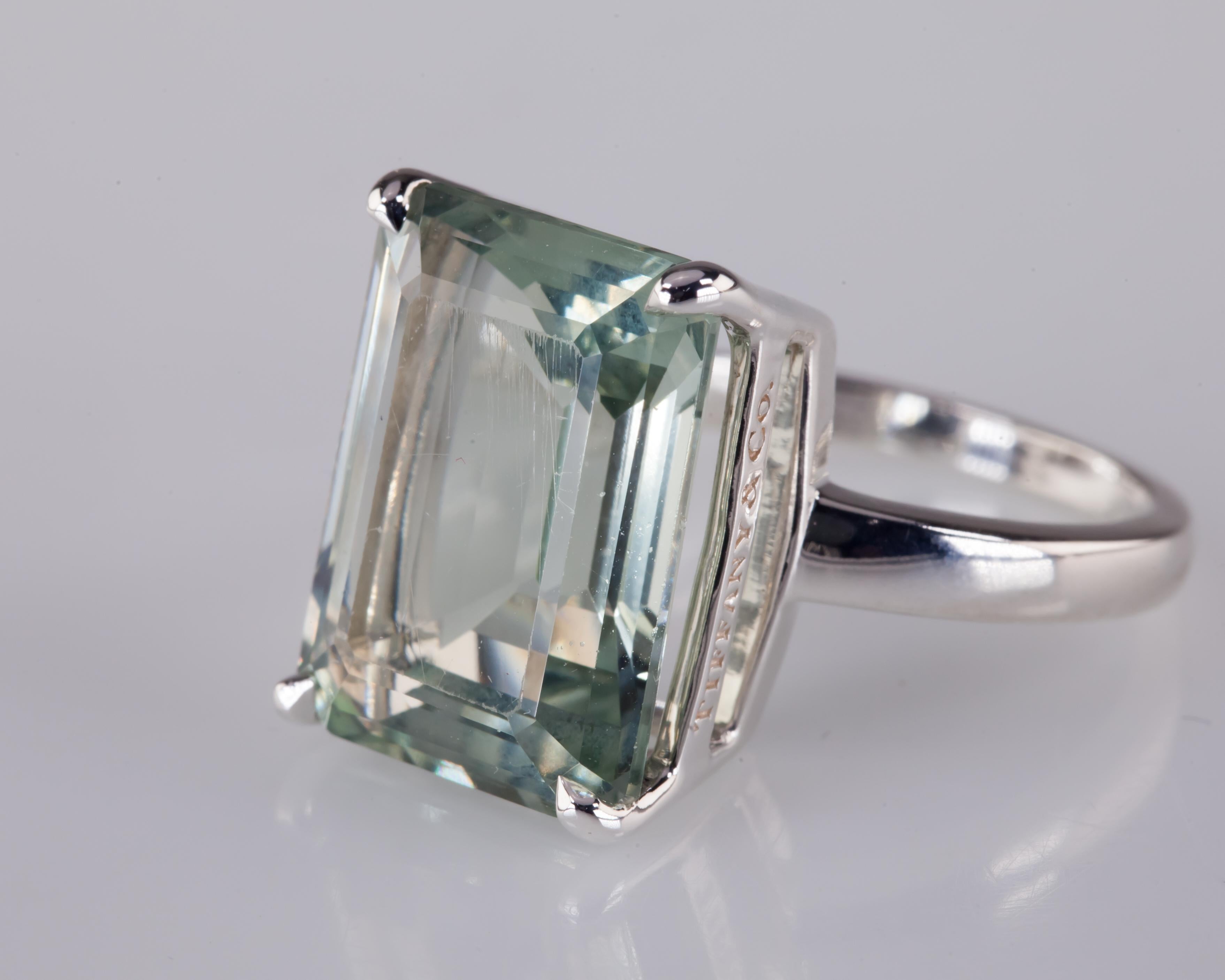 Tiffany & Co. Sterling Silver Green Quartz Sparklers Ring In Good Condition In Sherman Oaks, CA
