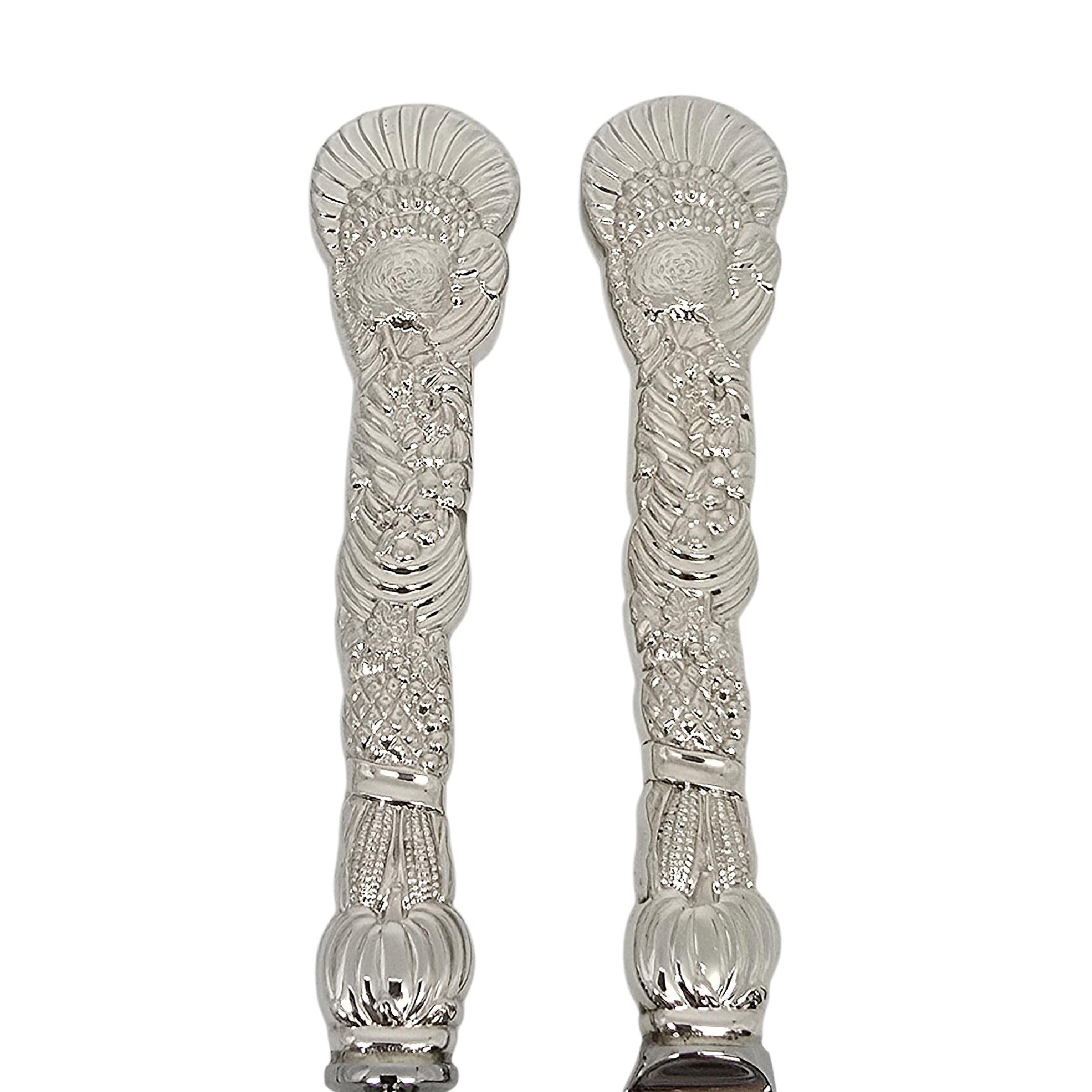 Tiffany & Co. Set di coltelli e forchette con manico in argento con motivo di tacchino #22934 in vendita 2